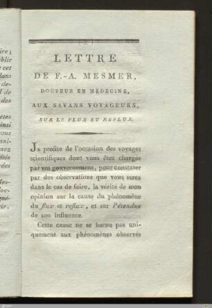 Lettre aux savans voyageurs sur le flux et reflux