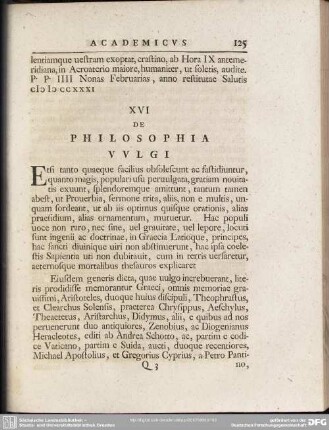 XVI De Philosophia Vulgi