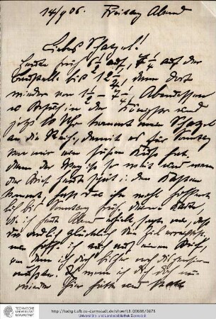 Brief vom 14.09.1906