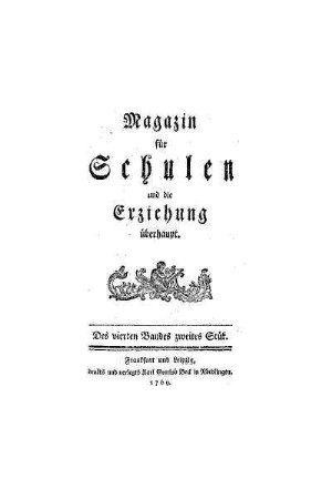 Titel des vierten Bandes zweites Stük