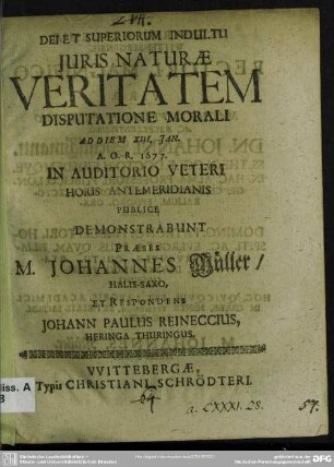 Juris naturae veritatem disputatione morali