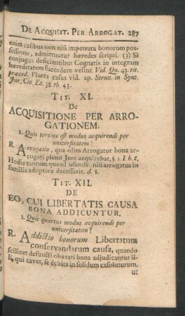 Tit. XI. De Acquisitione Per Arrogationem