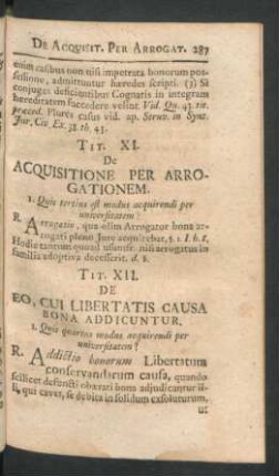 Tit. XI. De Acquisitione Per Arrogationem