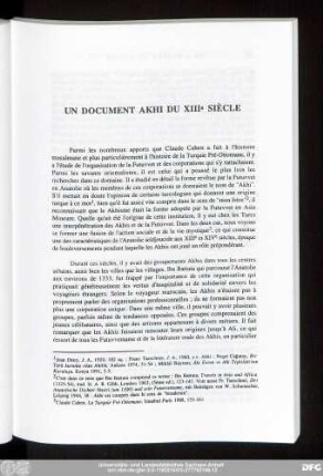 Un Document Akhi Du XIIIe Siècle