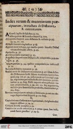 Index rerum & materiarum praecipuarum