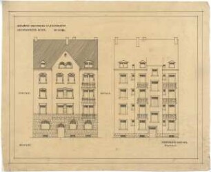 Billing, Hermann; Karlsruhe (Baden-Württemberg), Lachnerstr. 23; Haus Behnke und Zschache - Fassadenentwurf (Ansicht)