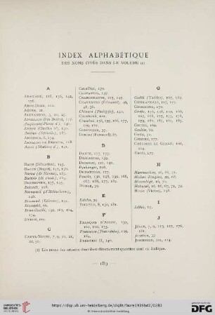 Index alphabétique des noms cités dans le volume