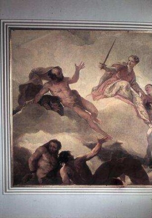 Allegorie der Justitia, begleitet von Caritas, Clementia und Fides