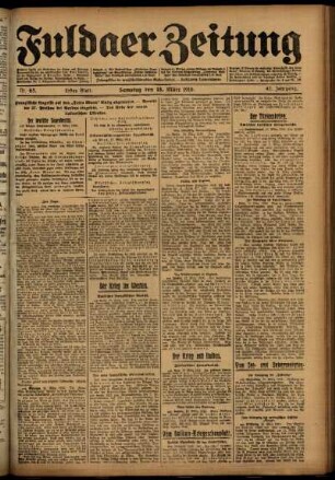 Erste Ausgabe vom Samstag, den 18. März 1916.