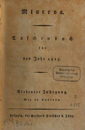 Minerva : Taschenbuch, 1815 = Jg. 7