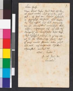 Brief von Lavater, Johann Kaspar an Goethe, Johann Wolfgang von