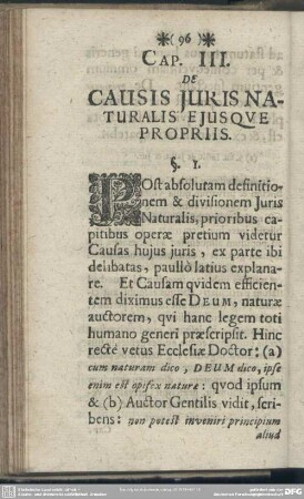 Cap.III. De Causis Iuris Naturalis Eiusque Propriis