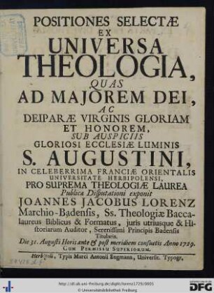 Positiones Selectae Ex Universa Theologia