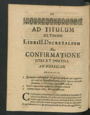 De Confirmatione Utili Et Inutili. Ad Rubricam.