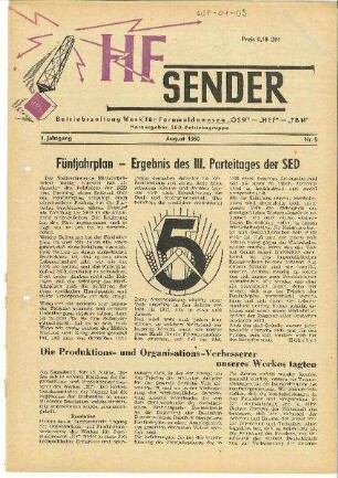 Betriebszeitung HF-Sender vom August 1950