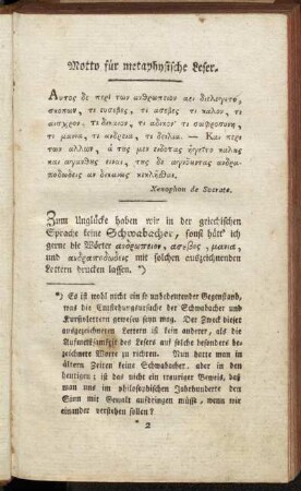 Motto für metaphysische Leser.