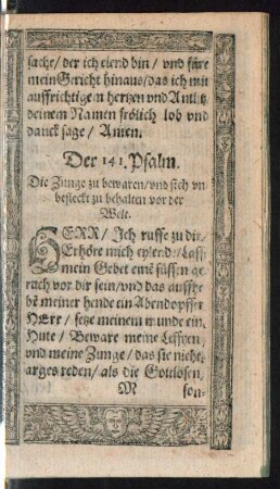 Der 141. Psalm. - Der 150. Psalm