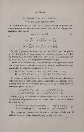 THÉORÈMES SUR LE TRIANGLE.