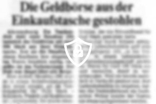 Die Geldbörse aus der Einkaufstasche gestohlen