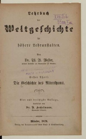 Theil 1: Die Geschichte des Alterthums