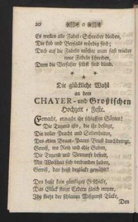 Die glückliche Wahl an dem Chayer- und Großischen Hochzeit-Feste