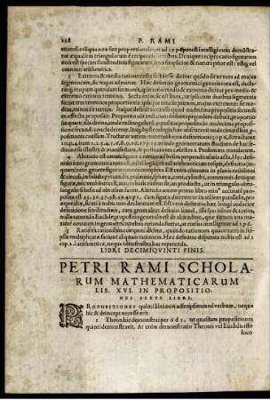 Petri rami scholarum mathematicarum. Lib XVI.