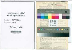 Entnazifizierung Hette Bercker , geb. 08.08.1904 ()
