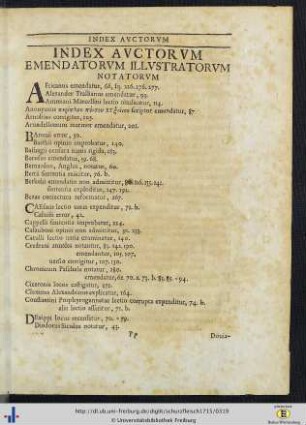 Index Auctorum Emendatorum Illustratorum Notatorum.