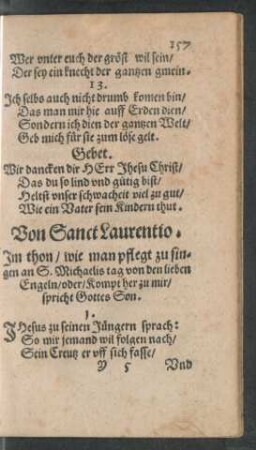Von Sanct Laurentio.