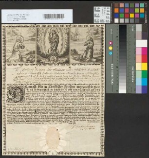 Frater Pacificus Beutgen, Provinzial der Franziskaner-Rekollekten in Köln, nimmt den Freiherrn Philipp Wilhelm von Bongard und dessen Familie wegen der dem Kloster S. Maria in Bethlehem erzeigten Wohltaten in die Bruderschaft des Ordens auf.