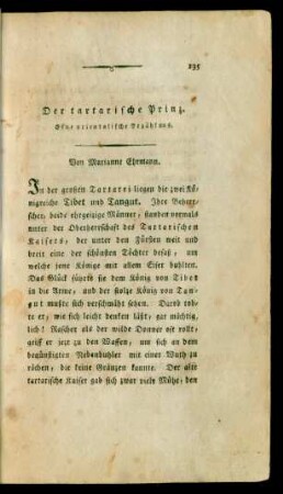 Der tartarische Prinz. Eine orientalische Erzählung.