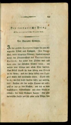Der tartarische Prinz. Eine orientalische Erzählung.