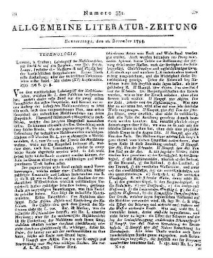 Lempe, J. F.: Lehrbegriff der Maschinenlehre. T. 1, Abt. 1. Mit Rücksicht auf den Bergbau. Leipzig: Crusius 1795