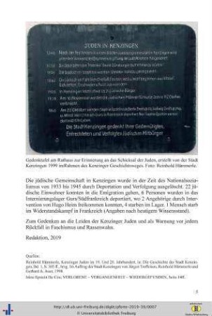 Gedenktafel der Stadt Kenzingen