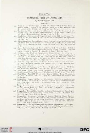 Zweiter Tag: Mittwoch, den 29. April 1914 (Nr. 433-796)