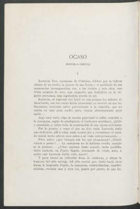 Ocaso : (Novela corta)