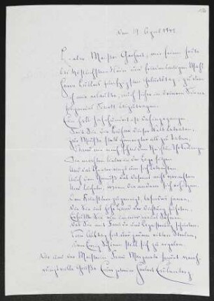 Brief von Herbert Eulenberg, Hedda Eulenberg, Wilhelm Buller, Gabrielle Krause, Hedwig Buller und Unbekannt an Gerhart Hauptmann