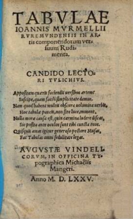 Tabulae in artis componendorum versuum rudimenta