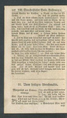 IX. Vom heiligen Abendmahle.