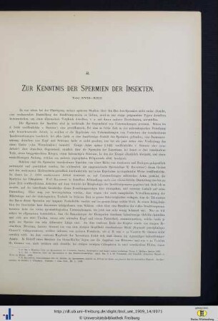 Zur Kenntnis der Spermien der Insekten.