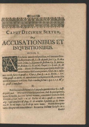 Caput Decimum Sextum, De Accusationibus Et Inquisitionibus. Aphor. I.