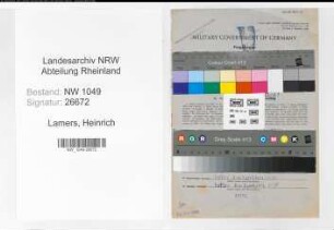Entnazifizierung Heinrich Lamers , geb. 20.02.1891 (Lokfuehrer)