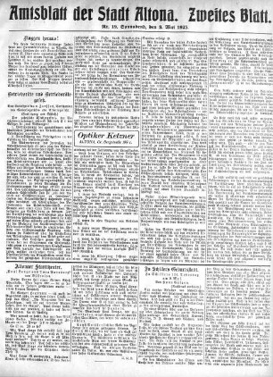 Nummer 19. Zweites Blatt. : Sonnabend, den 9. Mai 1925