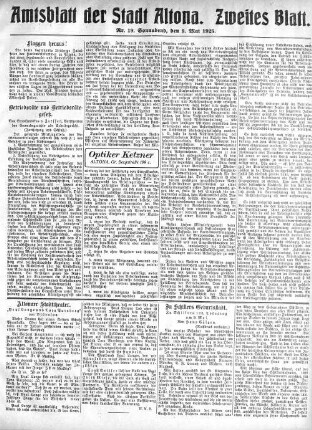 Nummer 19. Zweites Blatt. : Sonnabend, den 9. Mai 1925