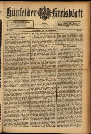 Ausgabe vom Samstag, den 19. September 1896.