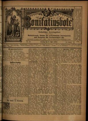 Erste Ausgabe vom Sonntag, den 09. April 1916.