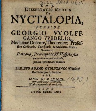 Dissertatio Medica De Nyctalopia