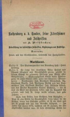 Uebersetzung der lateinischen Inschriften, Ergänzungen und Nachträge