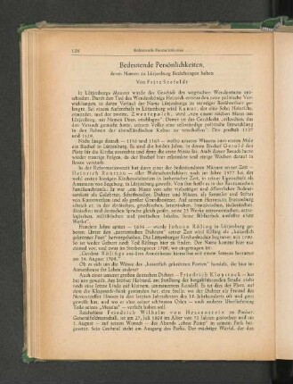 Bedeutende Persönlichkeiten, deren Namen zu Lütjenburg Beziehungen haben Von Fritz Seefeldt