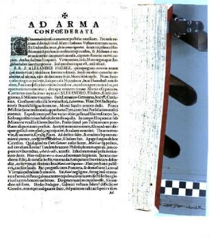 Ad Arma Confoederati : Communis causa commune postulat auxilium ... R.R.P. Alexander Hueber ...
